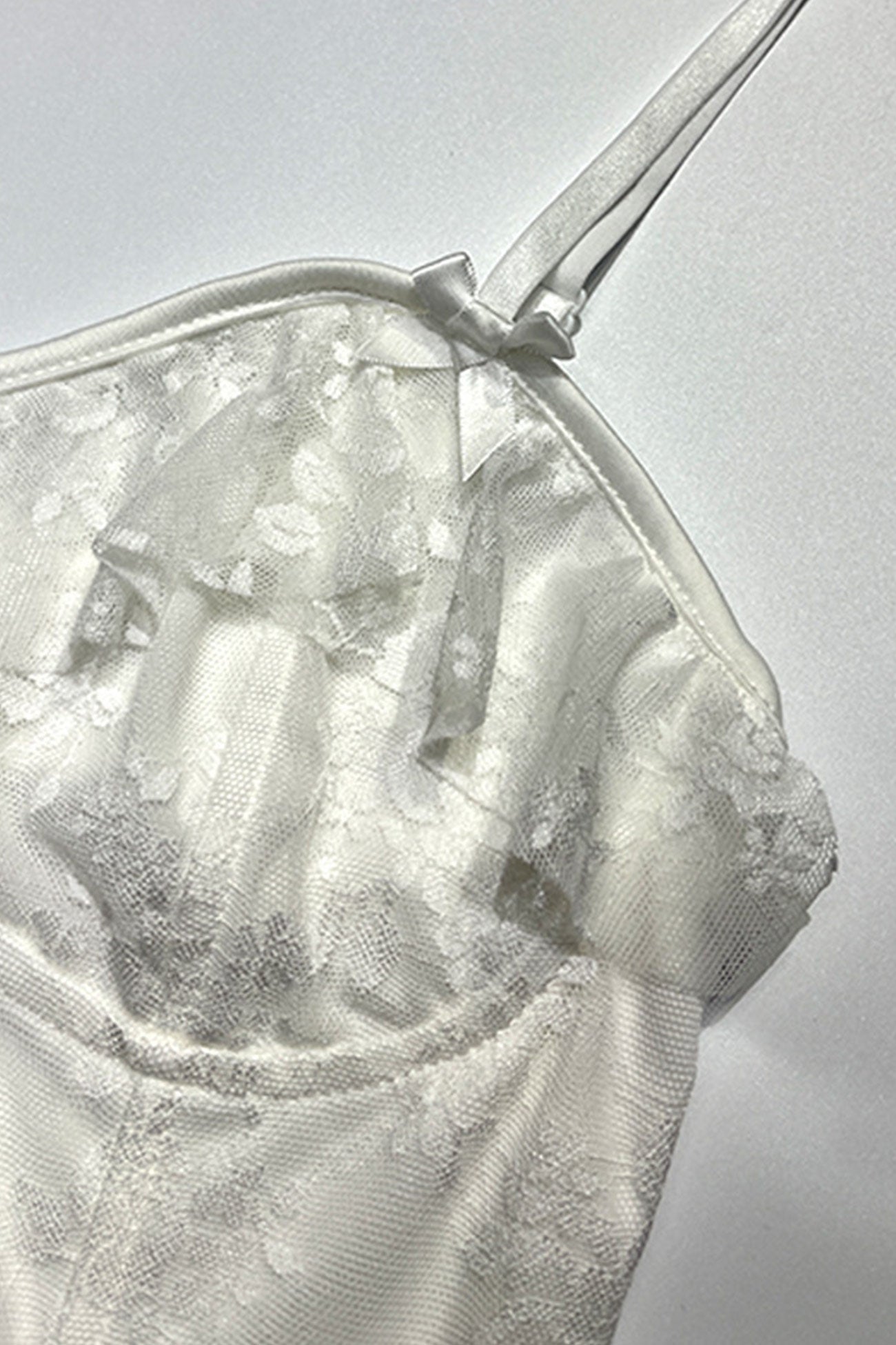 Lace Tiered Ruched Cami Dress 8
