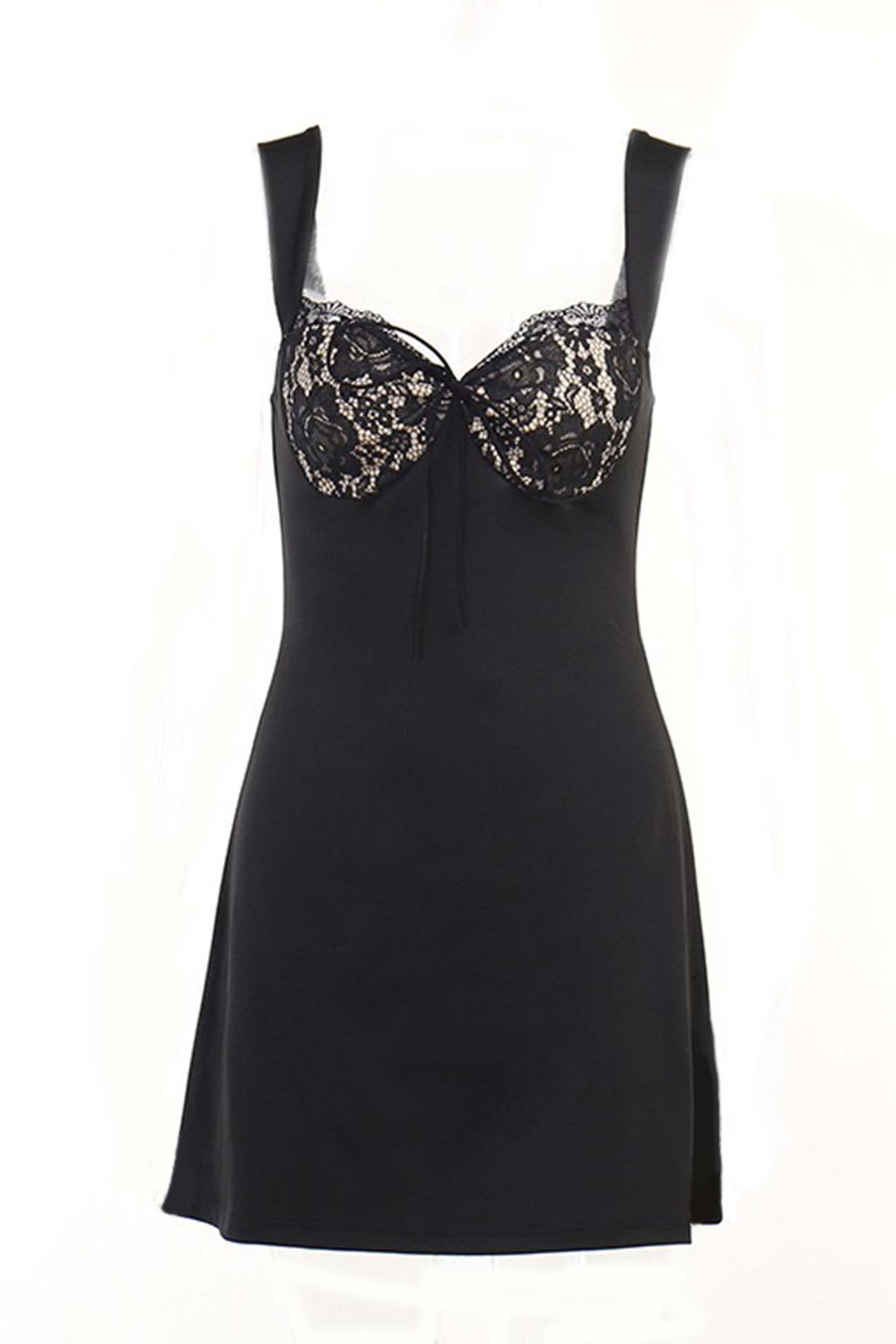 Lace Patchwork A-line Strappy Mini Dress - View 12