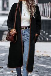 Plush Cardigan With Lapel Pocket Black / S Cardigans