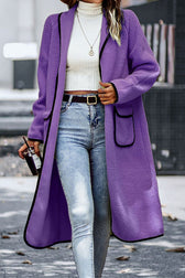 Plush Cardigan With Lapel Pocket Purple / S Cardigans