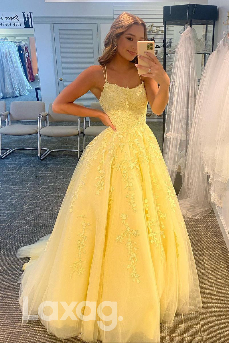 18727 - Women's Scoop Lace Applique Long Prom Dress Formal Evening Gowns