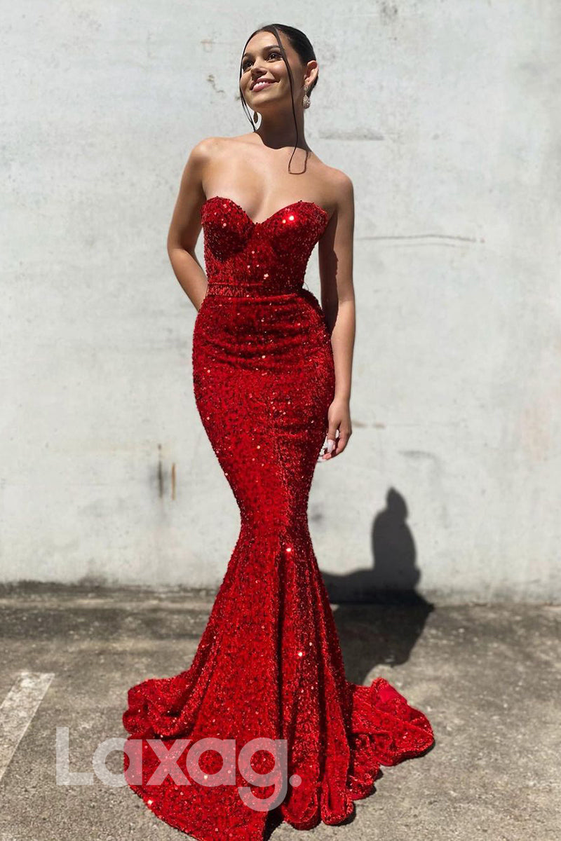 19793 - Sweetheart Sequins Mermaid Prom Dress Glitter