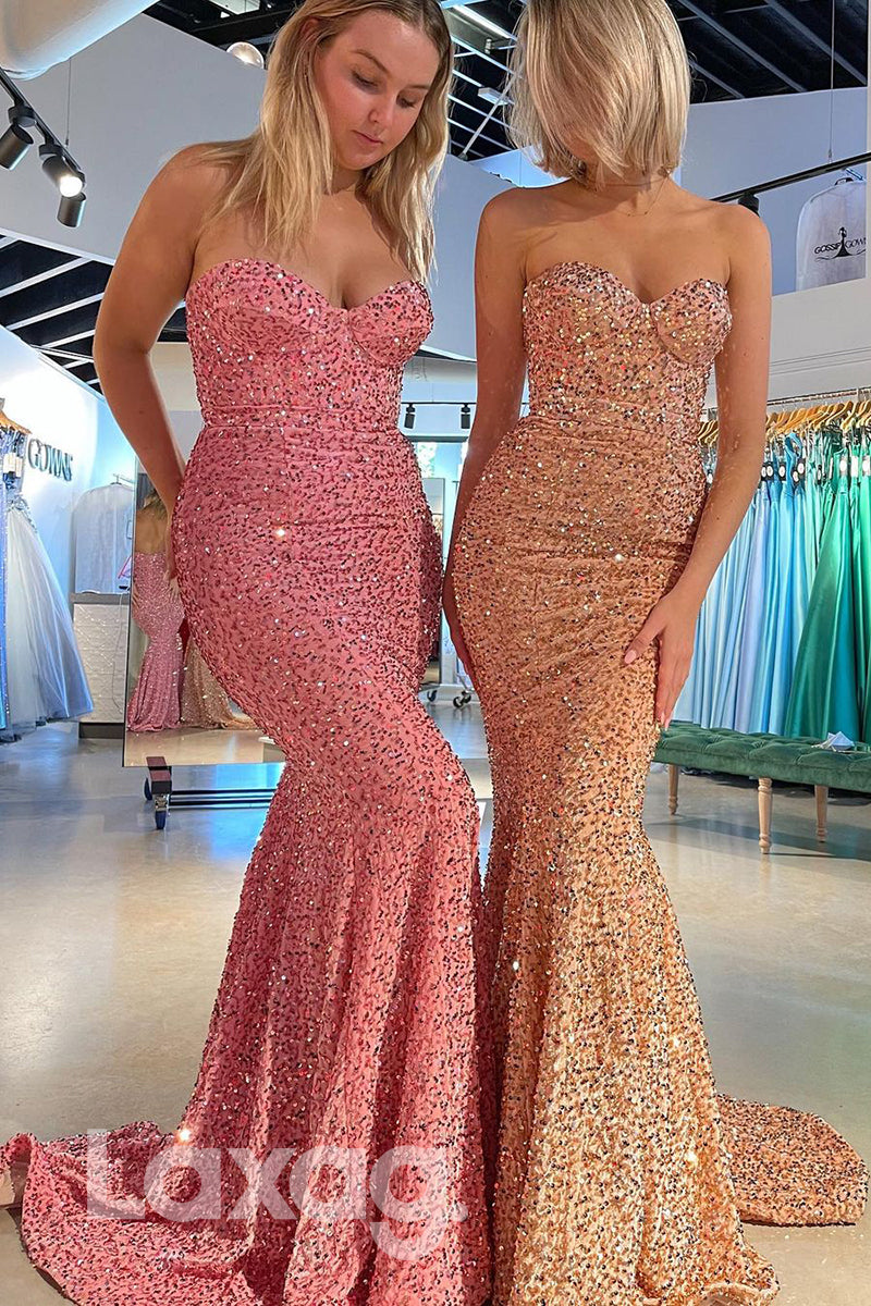 19793 - Sweetheart Sequins Mermaid Prom Dress Glitter