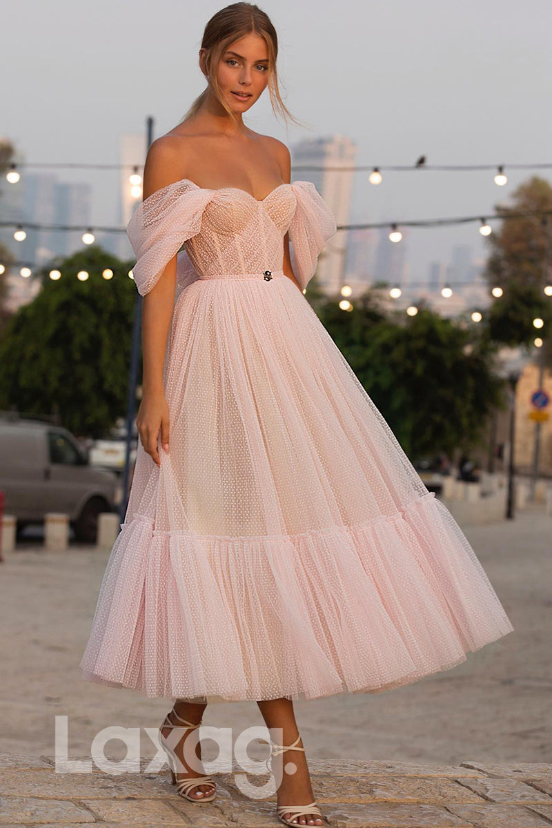 15780 - Off Shoulder Backless A-line Tulle Formal Dress