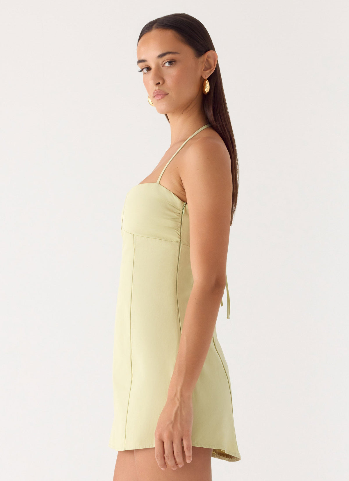 Halter Neck Notched Sweetheart A-Line Mini Dress 3