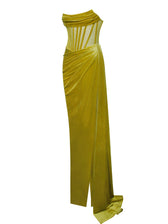Leilani Corset Split Maxi Dress In Gold 7