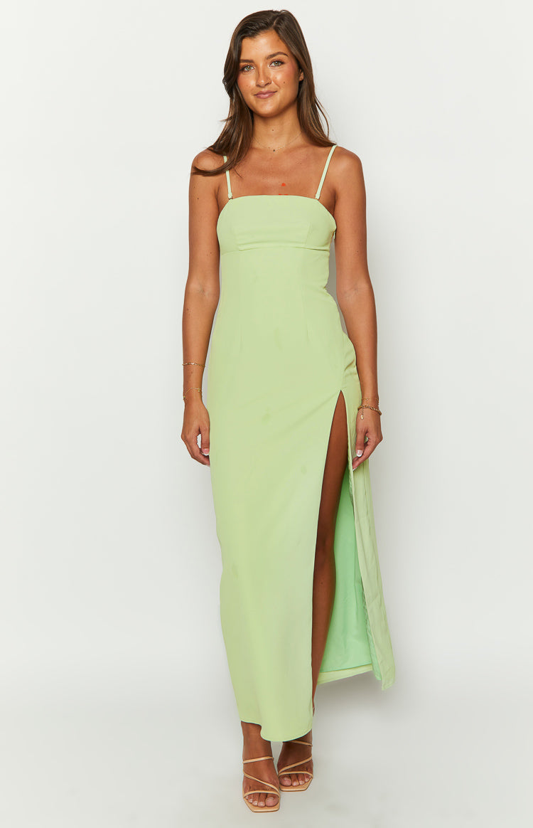 Strapless Straight Neck High Split Column Maxi Dress 2