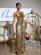 Bow Sequin Maxi Dress - View 6