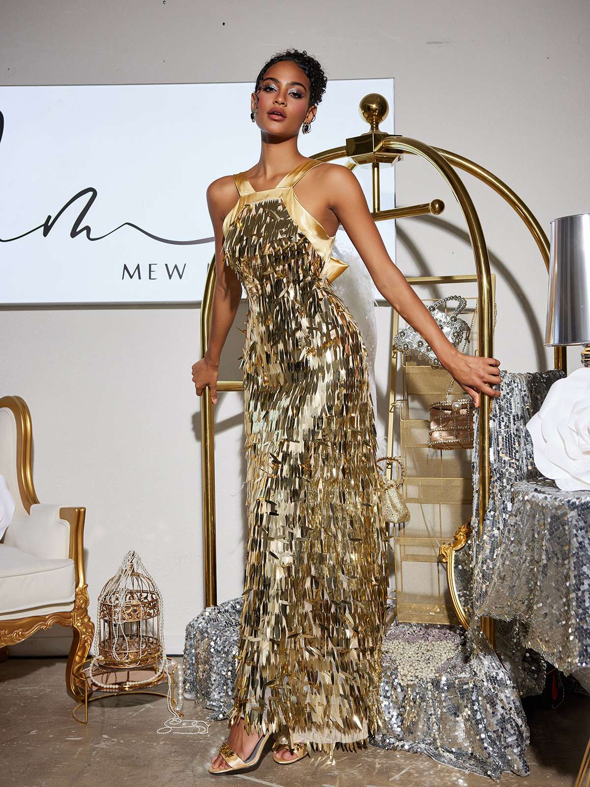 Bow Sequin Maxi Dress - View 5