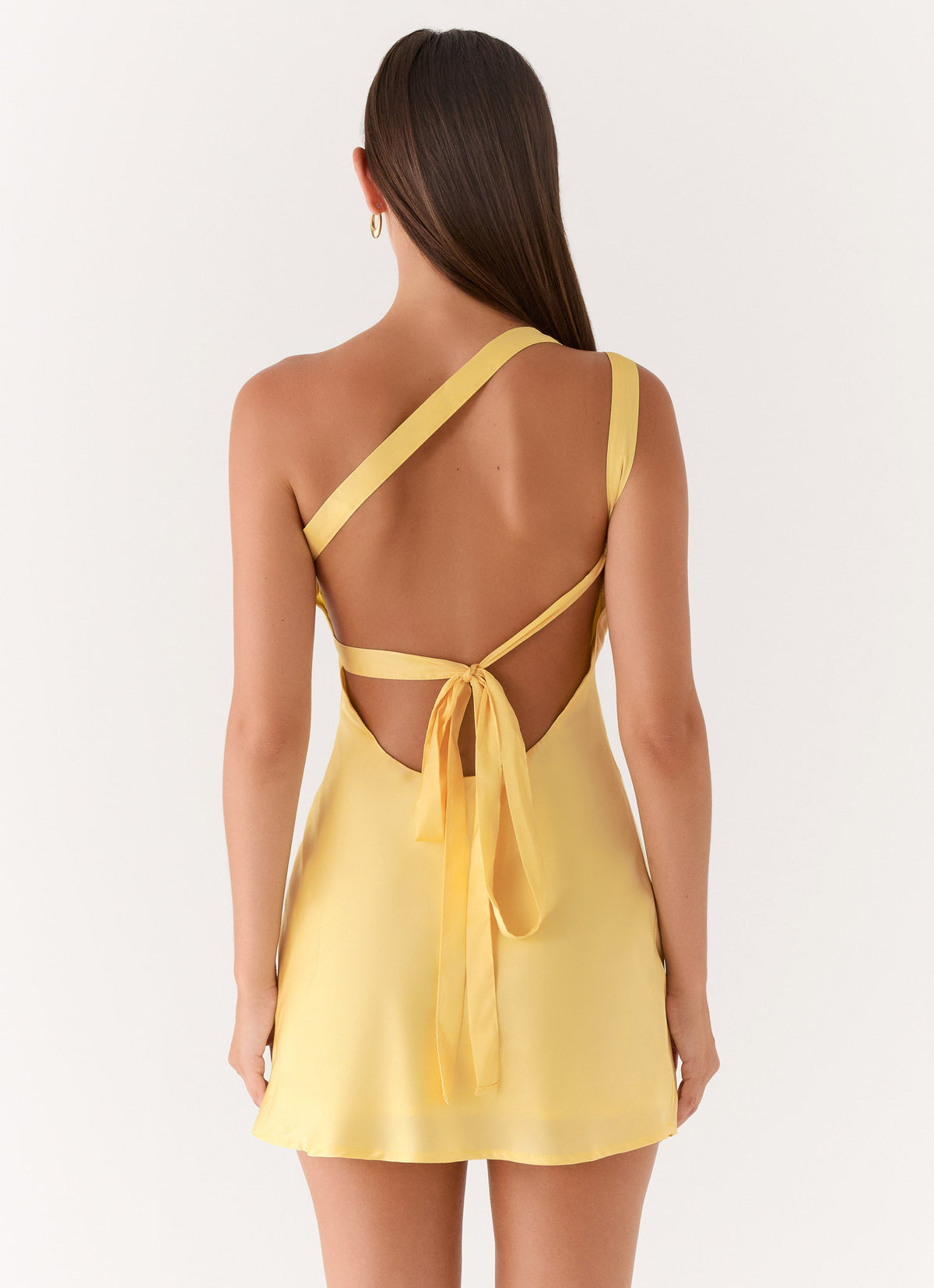 Satin Asymmetric One Shoulder Twist Strap A-Line Mini Dress 2