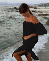 Off Shoulder Puff Sleeve High Split Maxi Dress 7