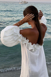 Off Shoulder Puff Sleeve High Split Maxi Dress 16