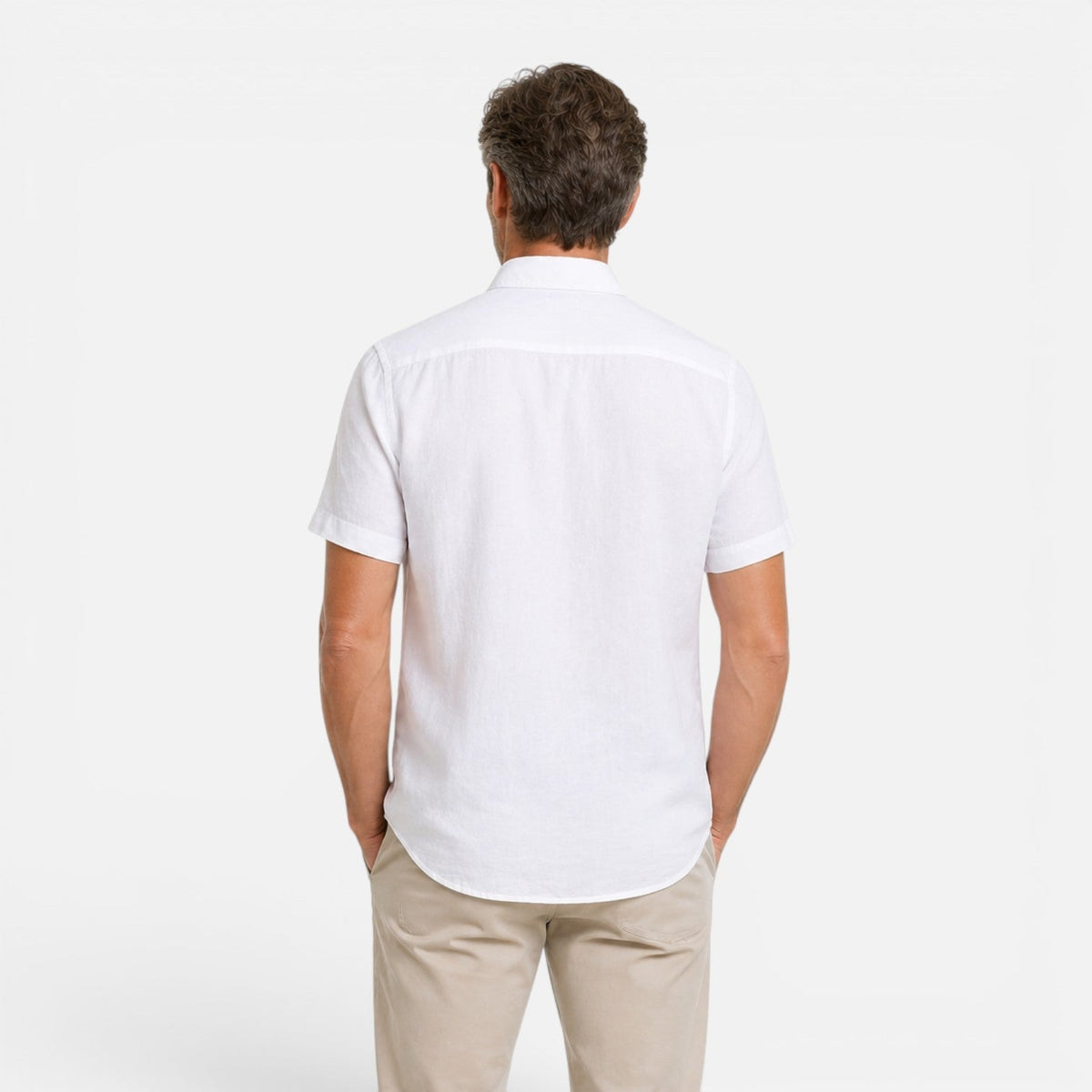 Men's Linen Short Sleeve Shirt Casual Summer Button Up