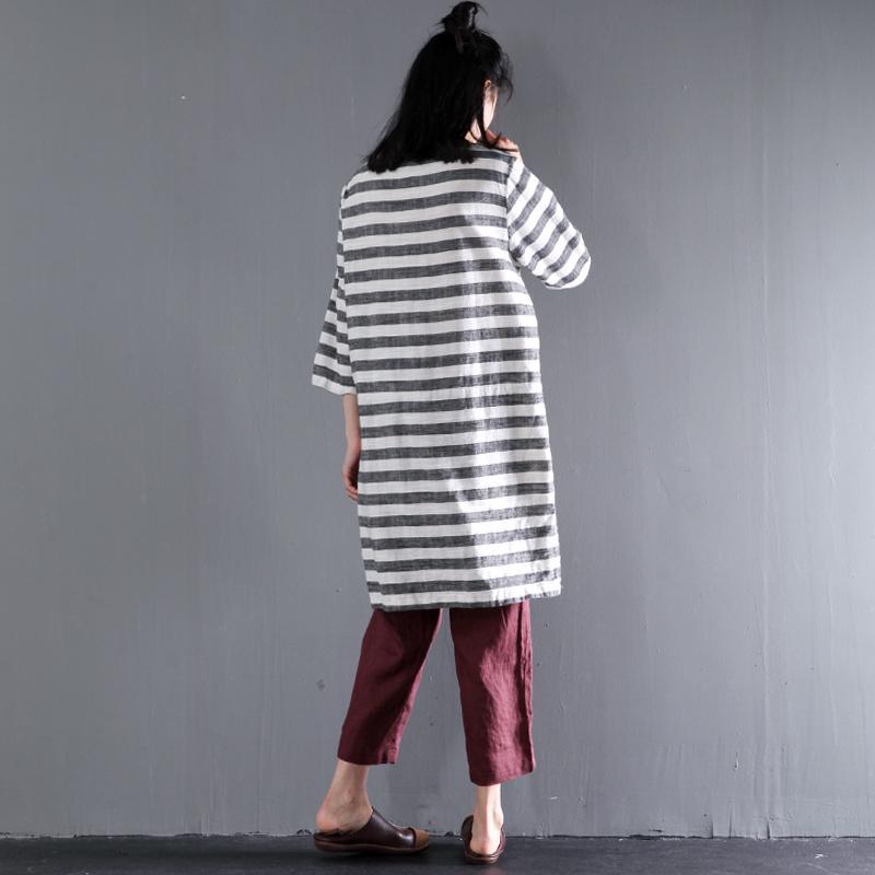 Linen half sleeve sundress casual shift dresses plus size