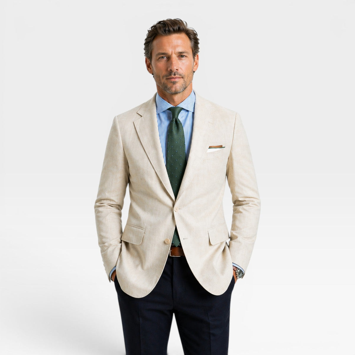 Maison Straver | Men’s Linen Blazer Slim Fit Lightweight Smart Casual Jacket