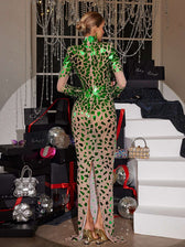 Acrylic Embellished Mesh Maxi Dress - View 6