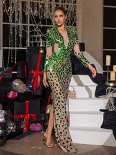 Acrylic Embellished Mesh Maxi Dress - View 5