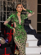 Acrylic Embellished Mesh Maxi Dress - View 2