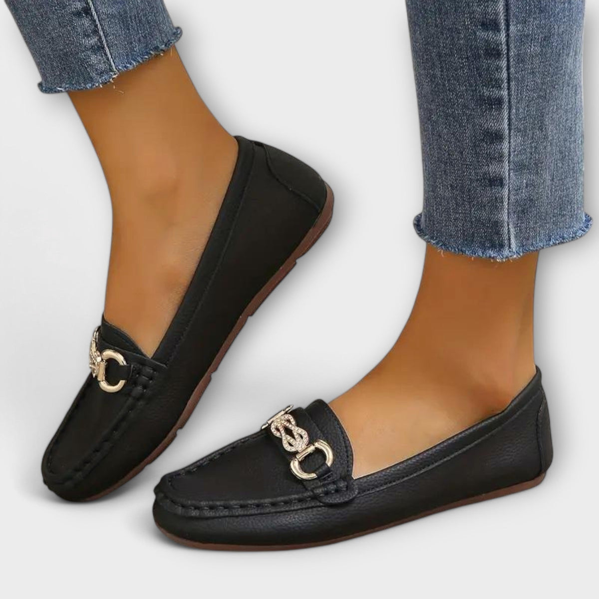 Chain Buckle Slip On Moccasin Loafers