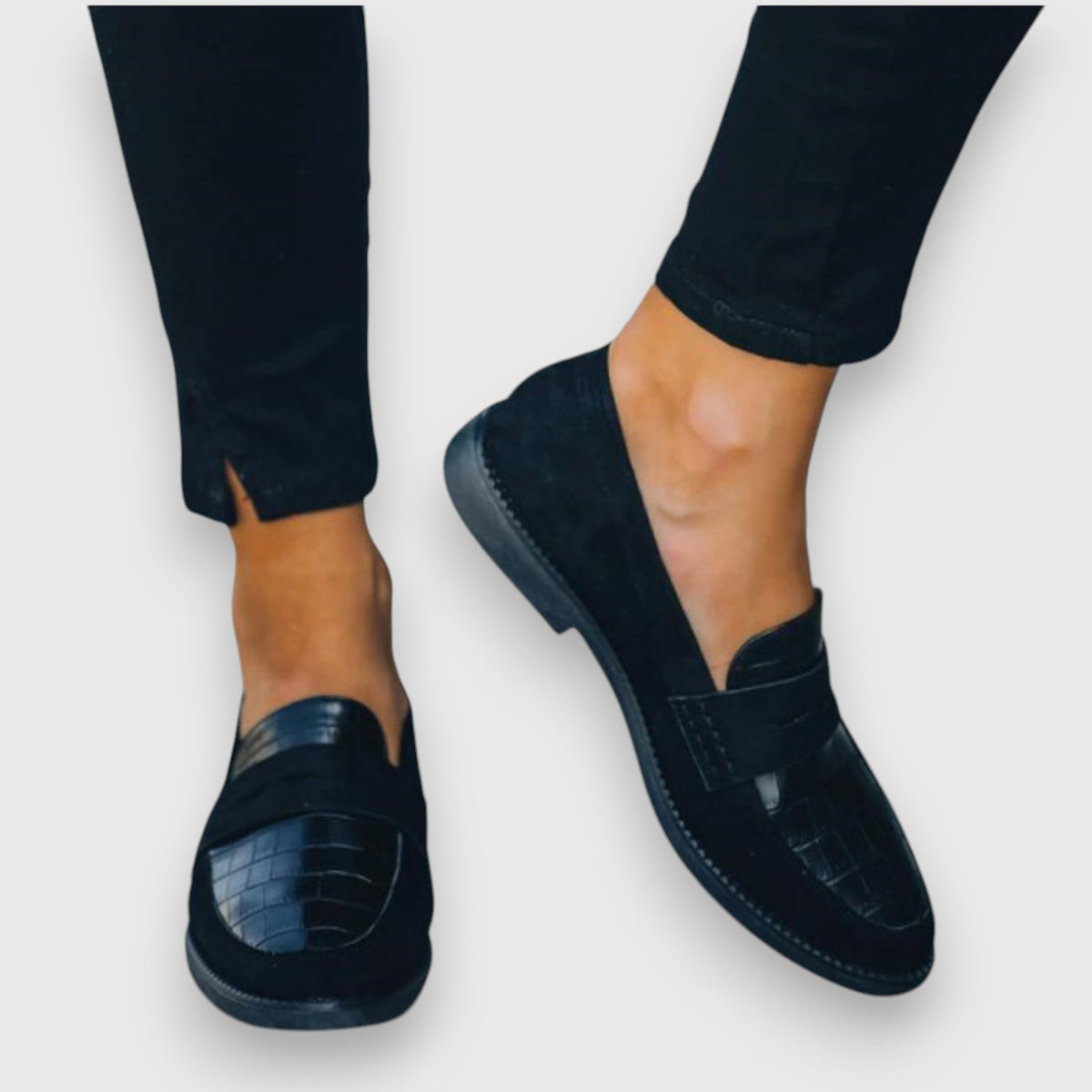 Croc Look Penny Slip On Loafers