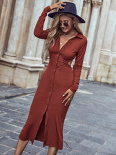 Sleeve Party Maxi Dress Brown / S