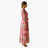 Floral Chiffon V-Neck Long Sleeve Tiered Maxi Dress 3