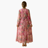 Floral Chiffon V-Neck Long Sleeve Tiered Maxi Dress 5