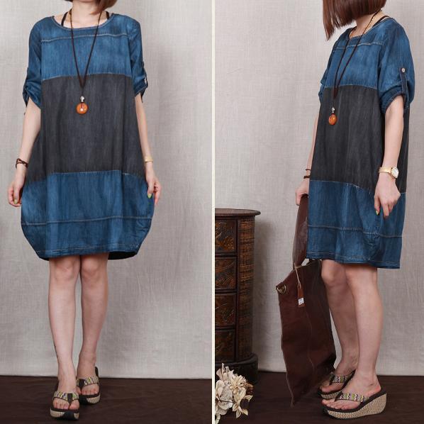Love Denim blue oversize denim sundress plus size summer shift dress