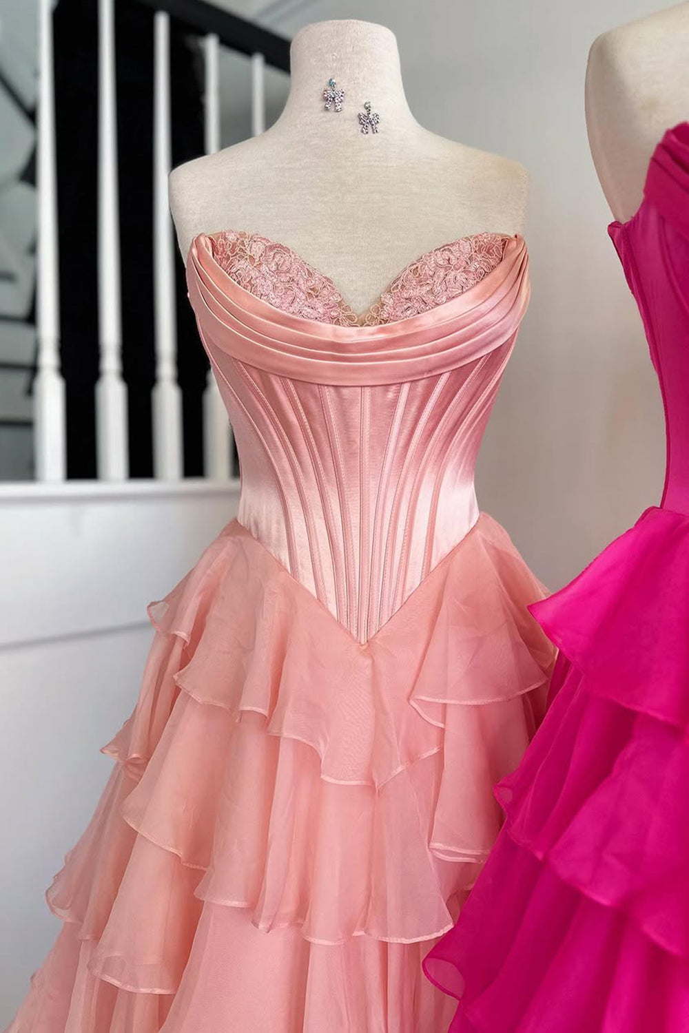 Lovely Yellow A-Line Sweetheart Long Tiered Prom Dress with Slit