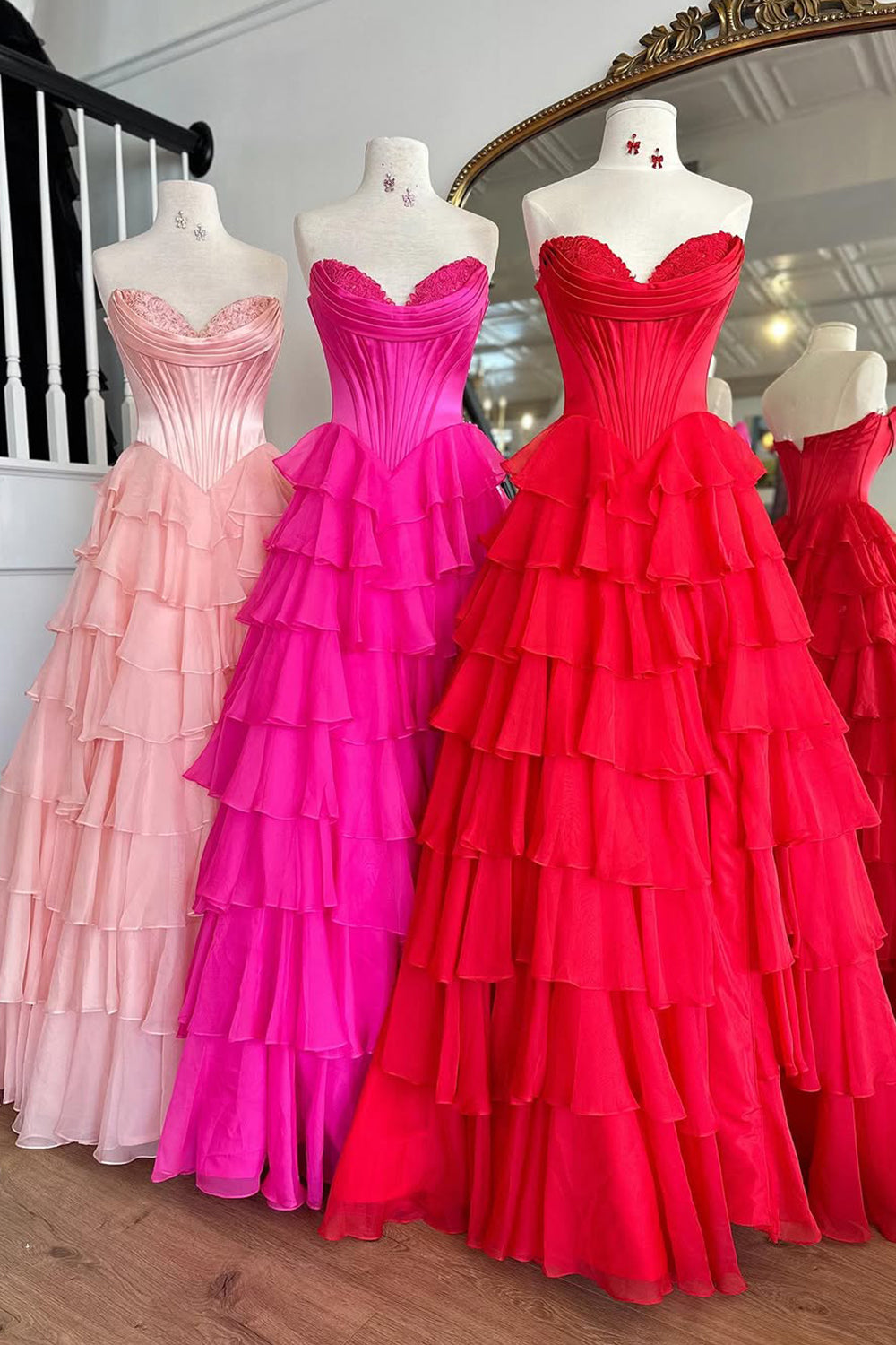 Lovely Yellow A-Line Sweetheart Long Tiered Prom Dress with Slit