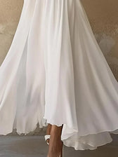 Deep V-Neck Bishop Sleeve High Split Chiffon Maxi Dress 3