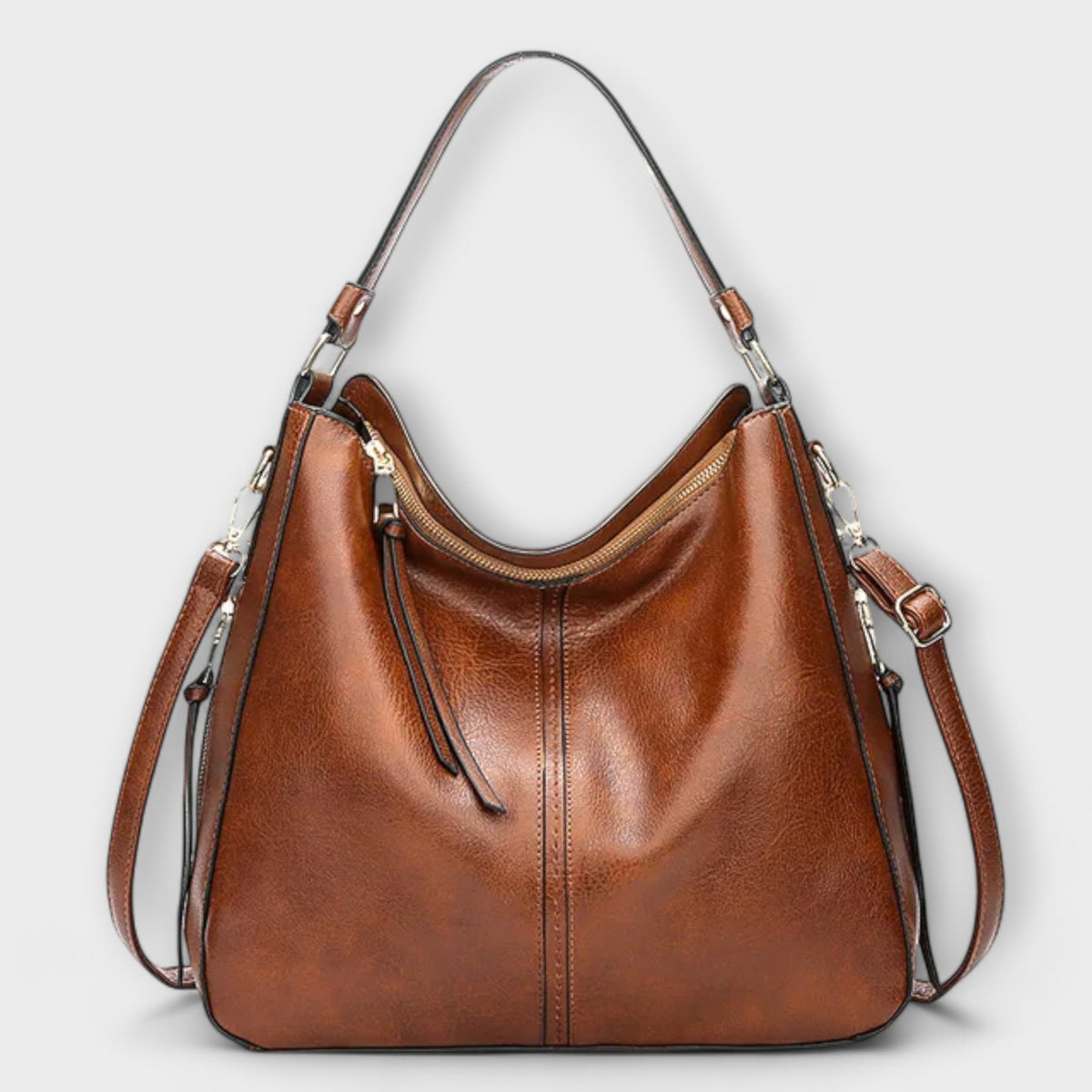 Tassel Zip Slouchy Hobo Shoulder Bag