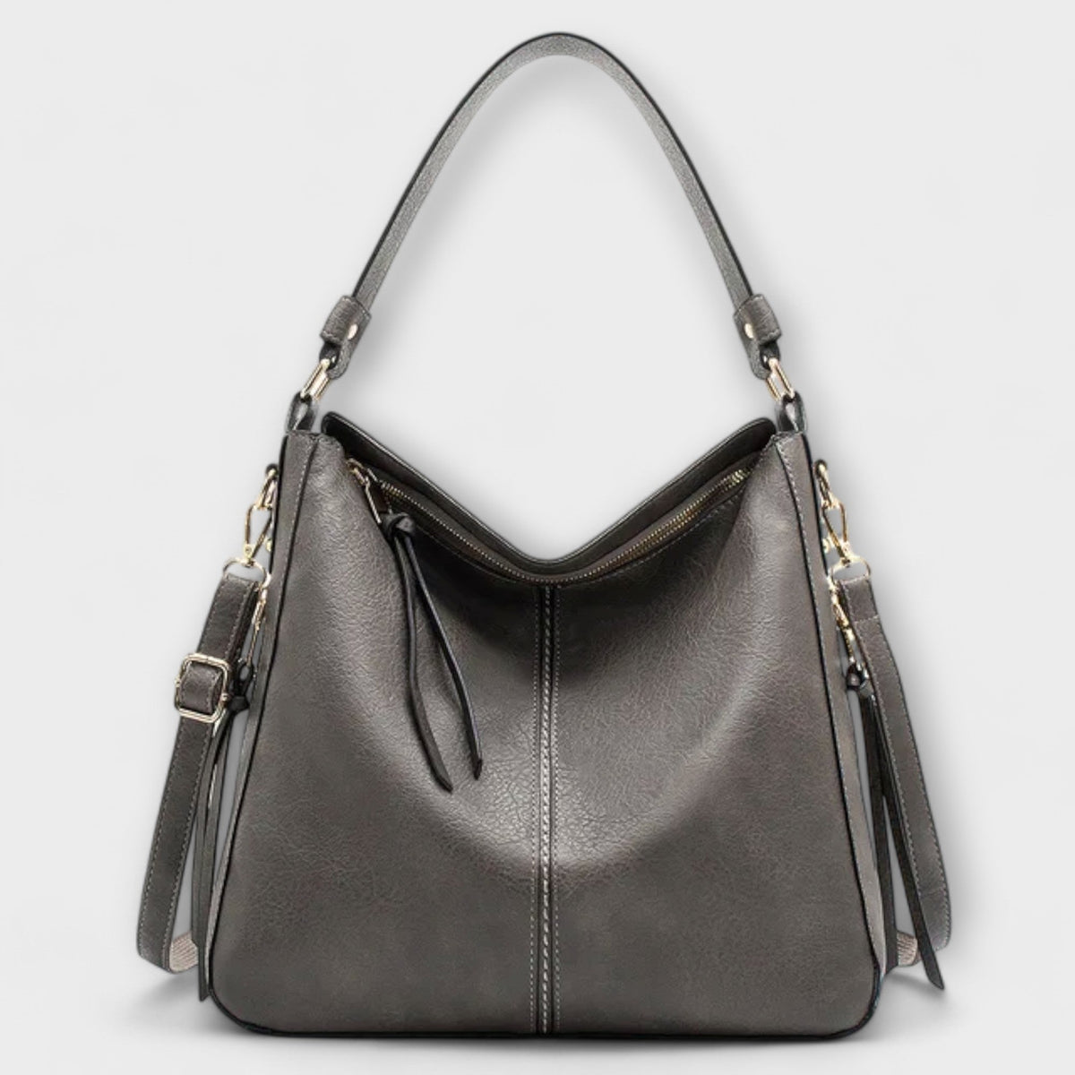 Tassel Zip Slouchy Hobo Shoulder Bag
