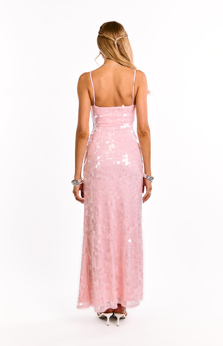 Paillette Sequin Keyhole Scoop Neck Slip Maxi Dress 4