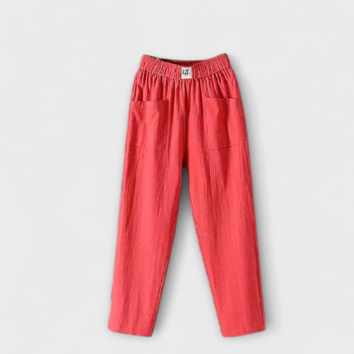 High Waist Elastic Patch Pocket Tapered Pants