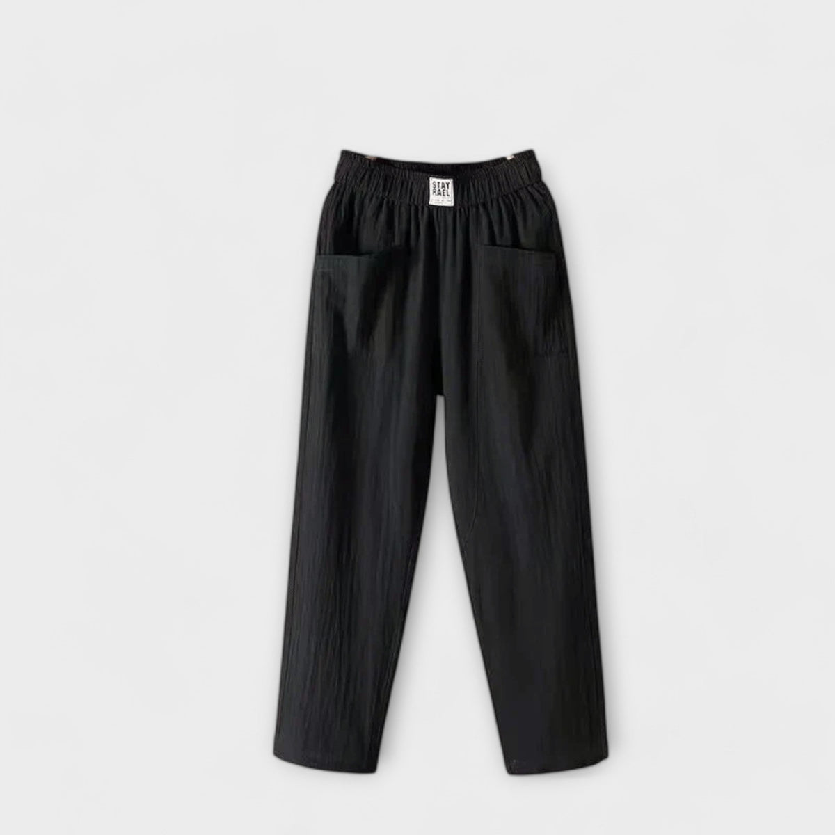 High Waist Elastic Patch Pocket Tapered Pants