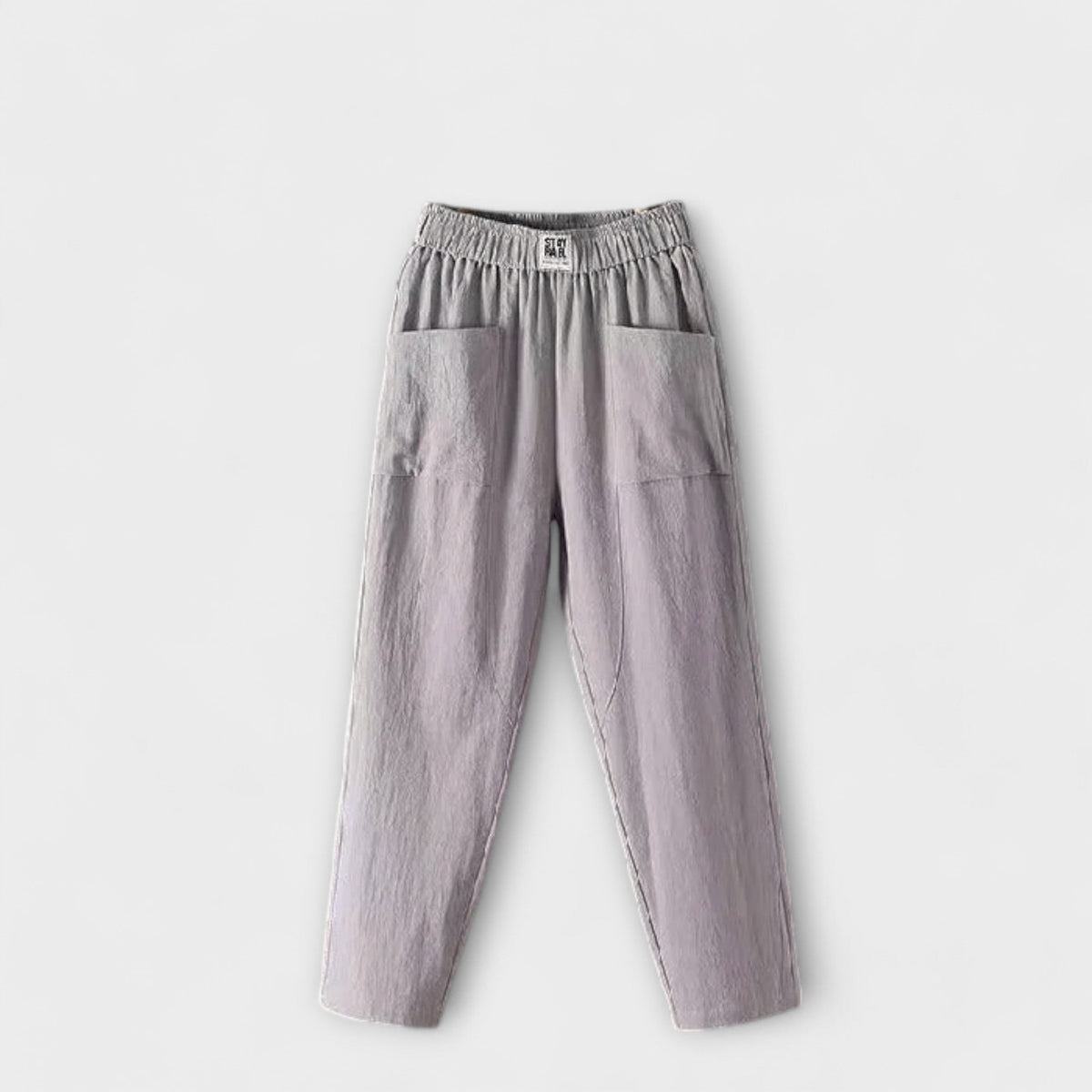 High Waist Elastic Patch Pocket Tapered Pants