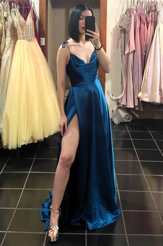 Princess A-line Long Evening Dress with Tie Shoulders cc913