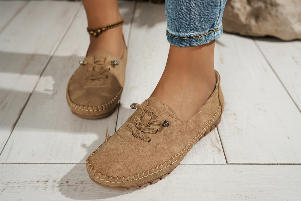 Suede Look Lace Up Moccasin Loafers