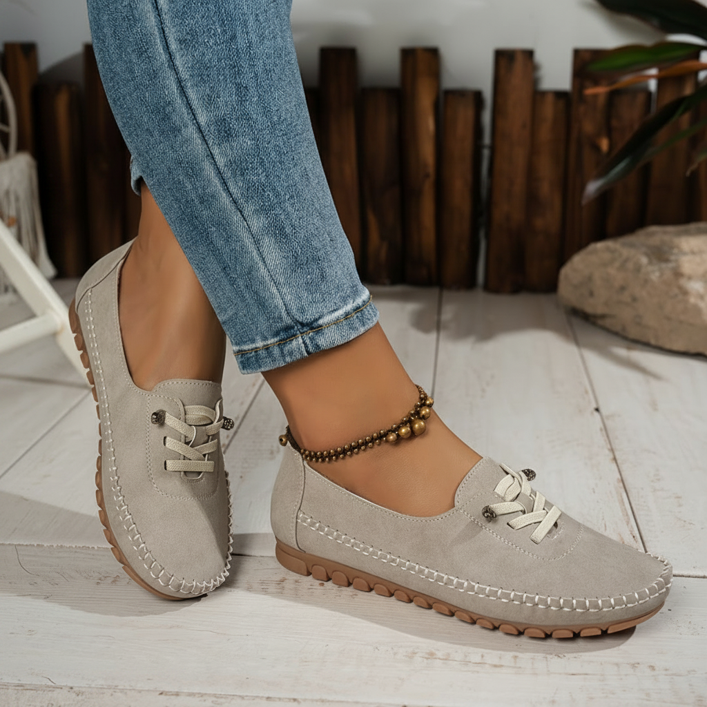 Suede Look Lace Up Moccasin Loafers