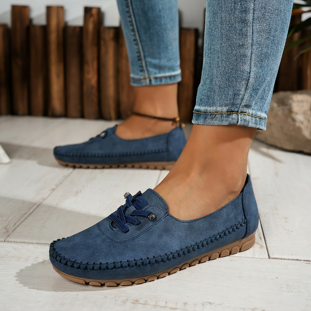 Suede Look Lace Up Moccasin Loafers