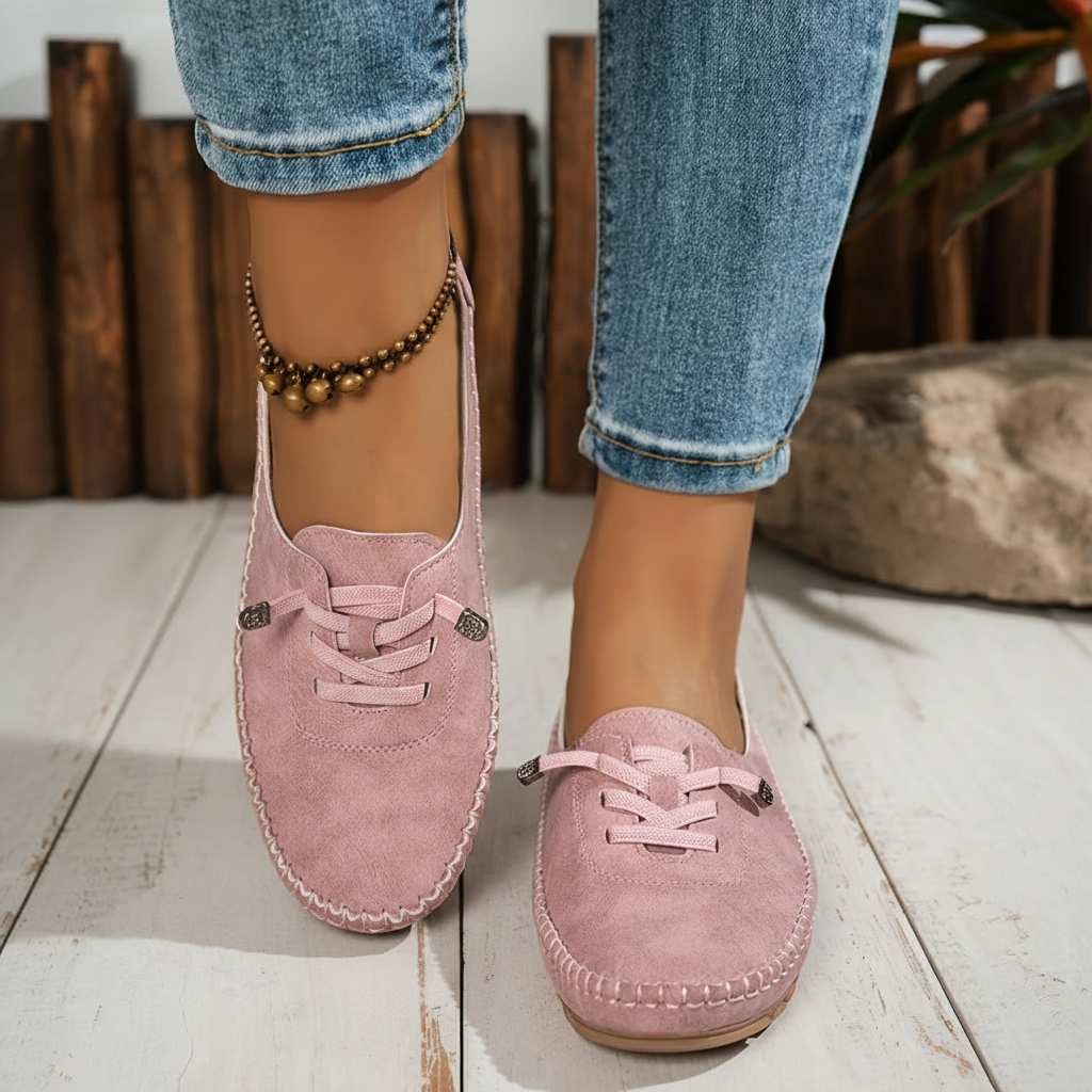 Suede Look Lace Up Moccasin Loafers
