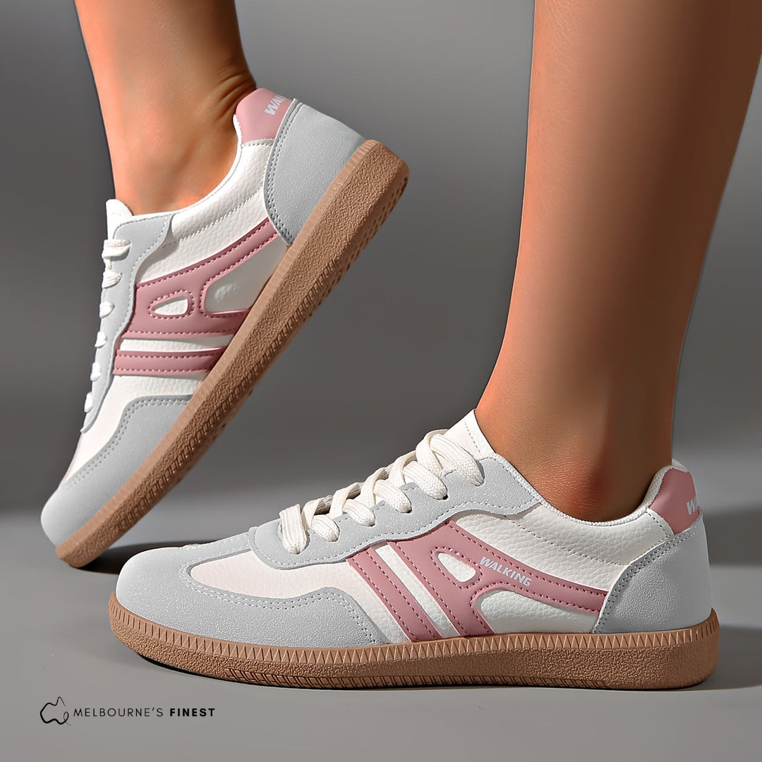 Lace Up Side Stripe Gum Sole Sneakers