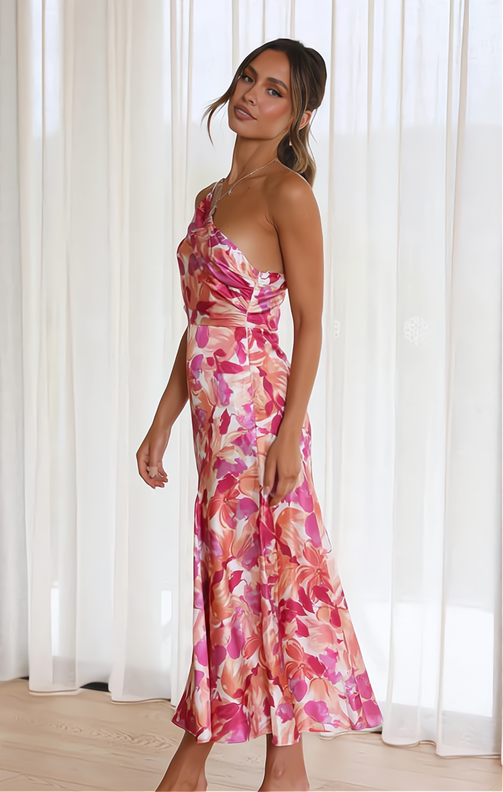 Marcia Minimalist Off the Shoulder Floral Dress Evening Wear Edit
