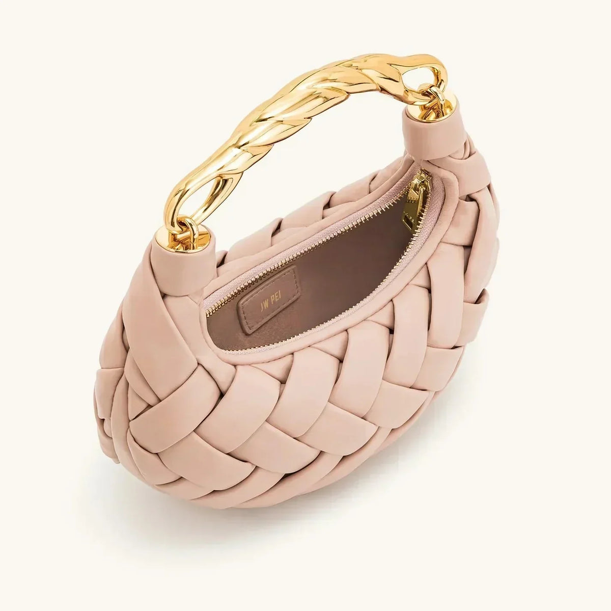 Woven Faux Leather Top Handle Mini Bag