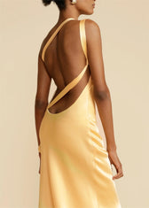 Moonlit Soiree - Satin Asymmetrical One Shoulder Maxi Dress - View 7