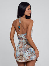 Sequin Halter Neck Cut Out Ruched Mini Dress 5