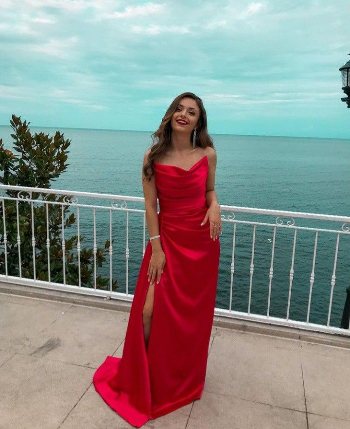 Charming Mermaid Prom Dresses, Red Evening Dress Prom Gowns cc834