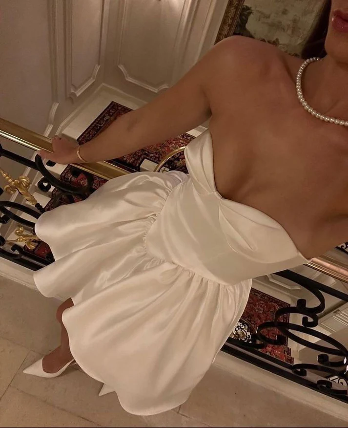 Cute White A Line Short Wedding Dress Homecoming Dress cc1931