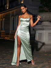 Maddie Satin Split Maxi Dress 4